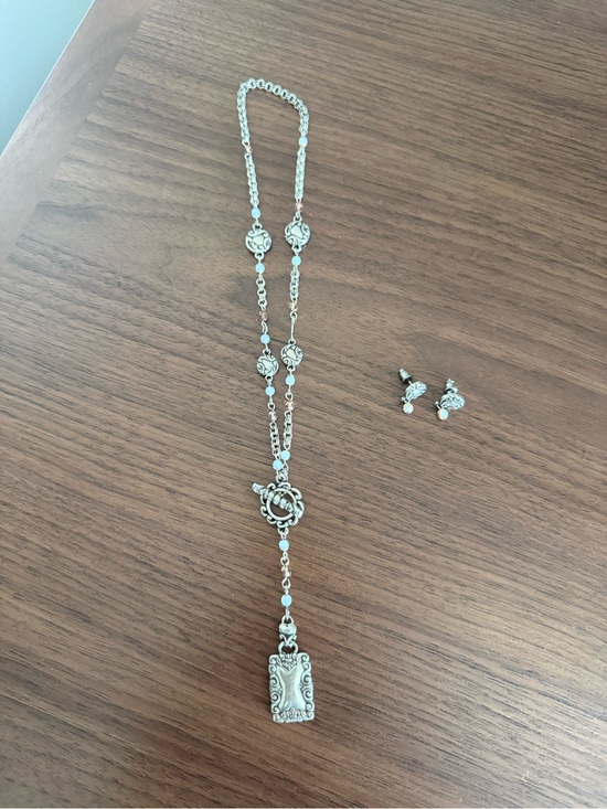 Brighton Jewelry - Brighton Silver-Tone Pendant Necklace with Matching Earrings